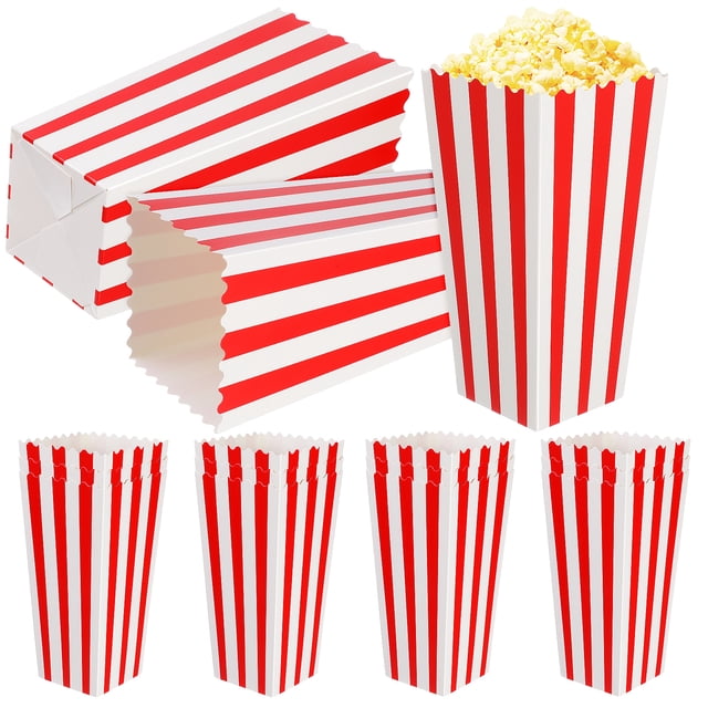 15 Uds. Tazas de palomitas de maíz, contenedores de papel clásicos para palomitas de maíz, cajas de palomitas de maíz a rayas Retro, cajas de aperitivos, tazas de aperitivos