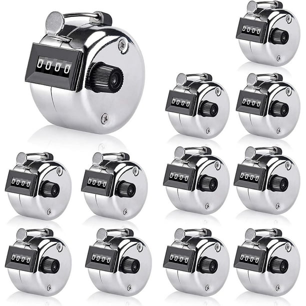 12 Pack Of Metal Hand Tally Counter,4-digit Lap Counter Clicker, Manual  Mechanical Handheld Pitch Click Counter With Finger Ring For School Event &  Go