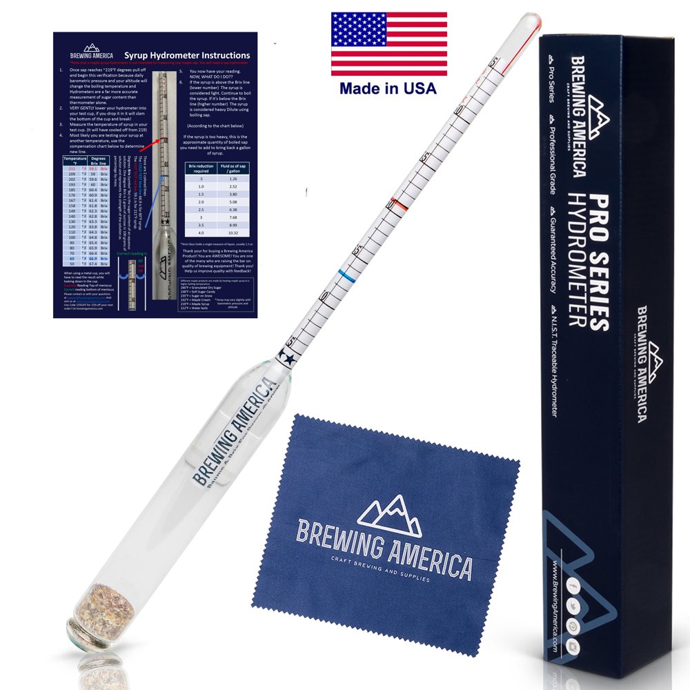 Brewing America Maple Syrup Hydrometer Density Brix & Baume Scales