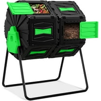 45 Gals Outdoor Compost Tumbler Bin Green Dual Chamber Large Composter Tumbling