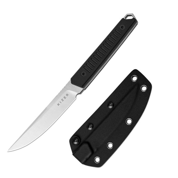 Kizer Fixed Blade Knife Kwaiken, Nitro-V Steel Black G10 Handle Pocket Tactical Knives, 1066A4
