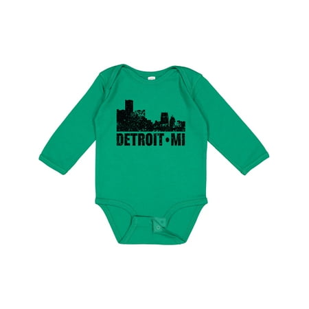 

Inktastic Detroit Skyline Grunge Gift Baby Boy or Baby Girl Long Sleeve Bodysuit