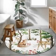 thumbnail image 4 of Spring Forest Animals Round Area Rugs Collection 3.3', Floral Botanical Trees Non Slip Indoor Circular Throw Runner Rug Floor Mat Carpet for Living Room Dining Table Bedroom Nursery, 4 of 9