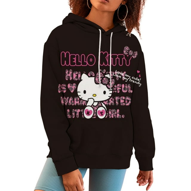 Sudadera con capucha 3D de Hello Kitty para mujer, ropa de calle, sudadera con capucha de manga larga estilo Harajuku, sudaderas deportivas