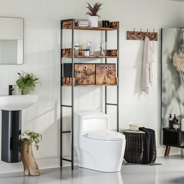 Organizador para Baño sobre Inodoro con Repisas y Cajas Organizadoras de Altura Ajustable , Estante Ahorrador de Espacio