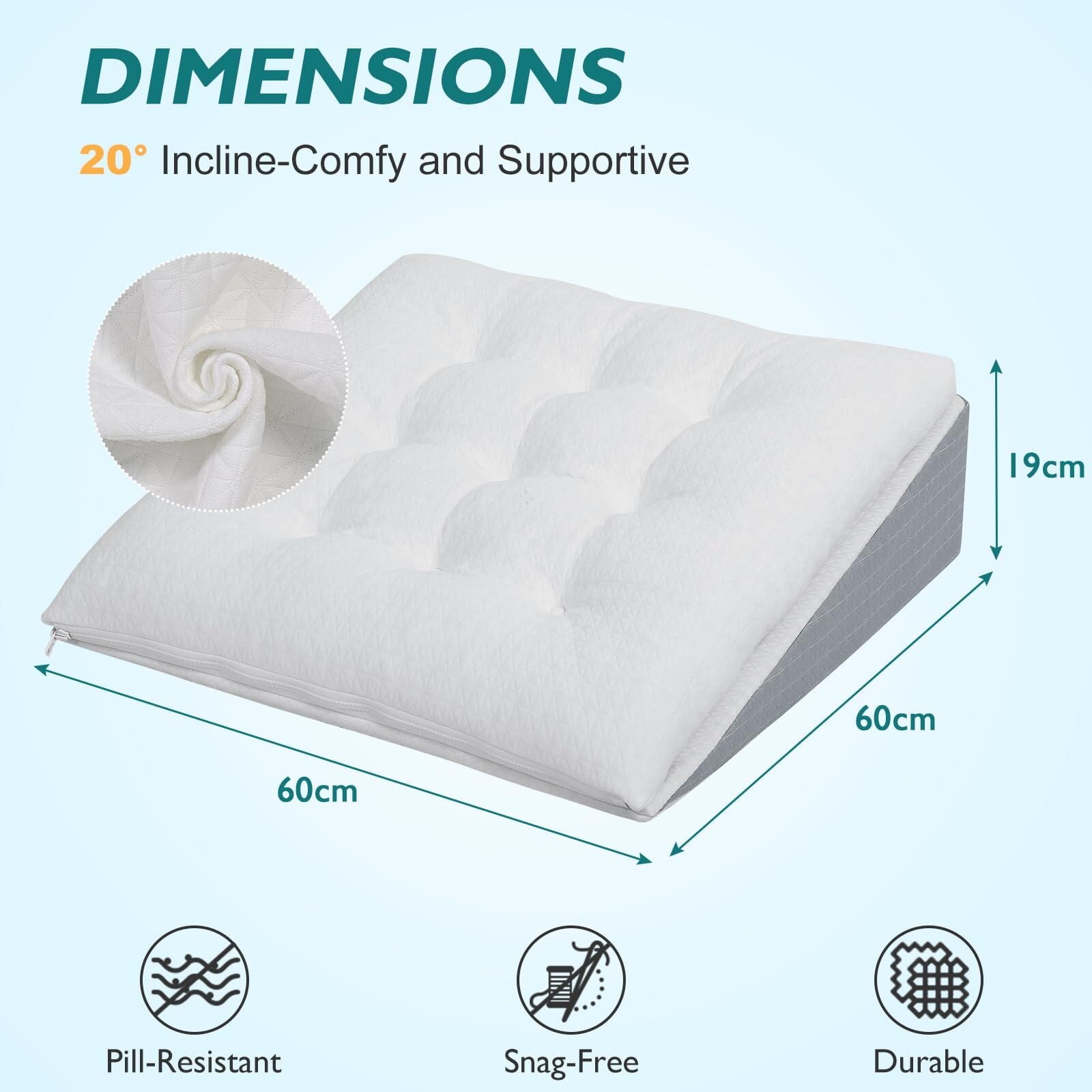 Baibu Adjustable Wedge Pillow for Sleeping Memory Foam Tufed Top Pillow Wedge for After Surgery Back Support Leg Elevation