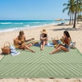 thumbnail image 6 of HIWEAVER Sage Green 6' x 9' Outdoor Rug PP Plastic Straw Woven Waterproof Patio Rug with Striped Pattern Portable Outside Carpet for Balcony Deck Picnic Garden Decor, 6 of 6