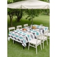thumbnail image 4 of Outdoor Tablecloth with Umbrella Hole for Patio/Picnic/Party/Camping, Teal Grey Striped Waterproof Table Cloth Rectangle Table Cover Washable, Modern Abstract Geometric Stripes (54"x 80"), 4 of 8