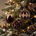 thumbnail image 4 of Flocked Christmas Ball Ornaments Set of 12, Textured Xmas Tree Baubles, Hanging Holiday Decorations for Tree Wreath Home Party Decor - Coffee, 4 of 7