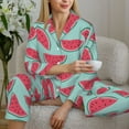 thumbnail image 6 of Uemuo Watermelon Pattern Womens Pajama Sets,PJ Set for Women,Pajamas for Women Logo,Long Sleeve Pajama Set for Women,Soft Long Sleeve Top With Pants-, 6 of 9