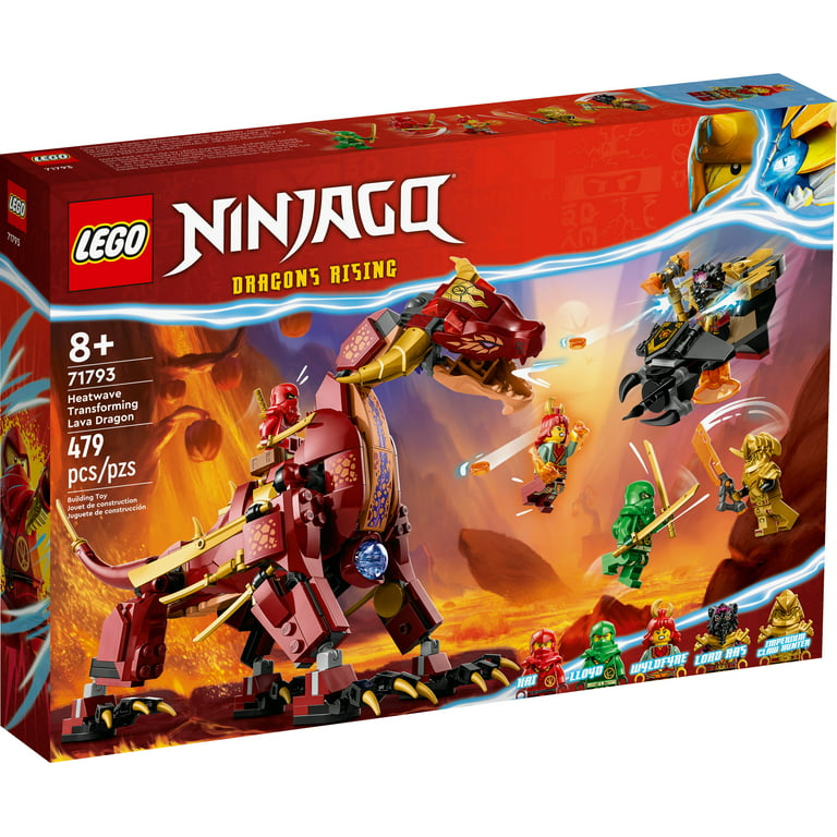 LEGO NINJAGO Heatwave Transforming Lava Dragon 71793 Building Toy Set,  Features a Ninja Dragon, a Hovercraft Vehicle and 5 Minifigures, Lava  Dragon