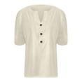 thumbnail image 5 of Lixiuxyad Women Basic Tee Women's Shirts Stylish Women's T Shirts Casual Women’s Button Up Short Sleeve Tops Versatile Wear For All Occasions Wardrobe Addition,Beige, 5 of 6