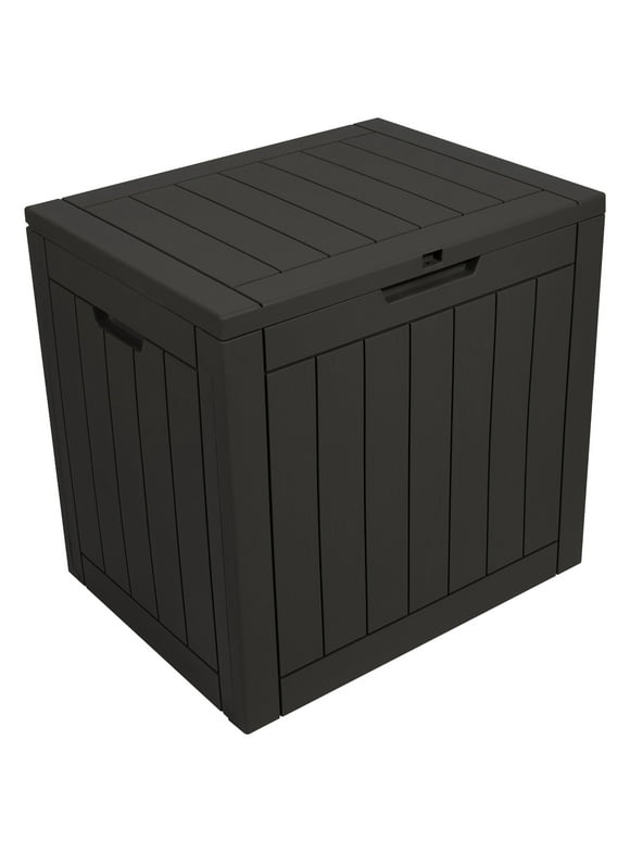 Stout Stuff 31 Gallons Square Plastic Deck Box, Dark Brown
