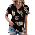 thumbnail image 1 of Tops de Algodón para Mujeres Cuello en V Moda Casual Manga Corta Primavera Verano Top para el Hogar Y Diario, 1 of 6