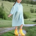 thumbnail image 4 of BRGZLK Kids Raincoats Boys Girls Elastic Cuffs See Through Eva Raincoat Long Hooded Travel Outdoor Portable Raincoat for 3-14 Years Blue 3-14 Years, 4 of 7