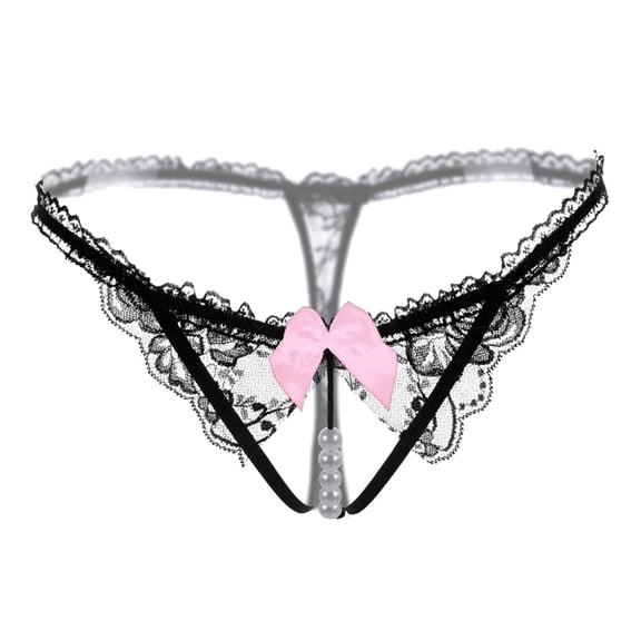 Bigersell Thermal Underwear Clearance Thong Panties Seamless Panty Style P-908 Polyester Cheeky Panties Thong Underwear Ladies Briefs High Waist Women's Bikini Panties Black One Size