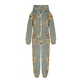 thumbnail image 4 of Girls Cute Bear Print Fleece Jumpsuits Hooded Zip-Up Sherpa Rompers Winter Warm Onesie Romper with Pockets for Kids 5-14 Years, 4 of 6
