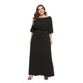 thumbnail image 1 of U.Vomade Robe d'Été pour Femme Grande Taille, Couleur Unie, Manches Courtes, Col Rond, Robe Décontractée, 1 of 5