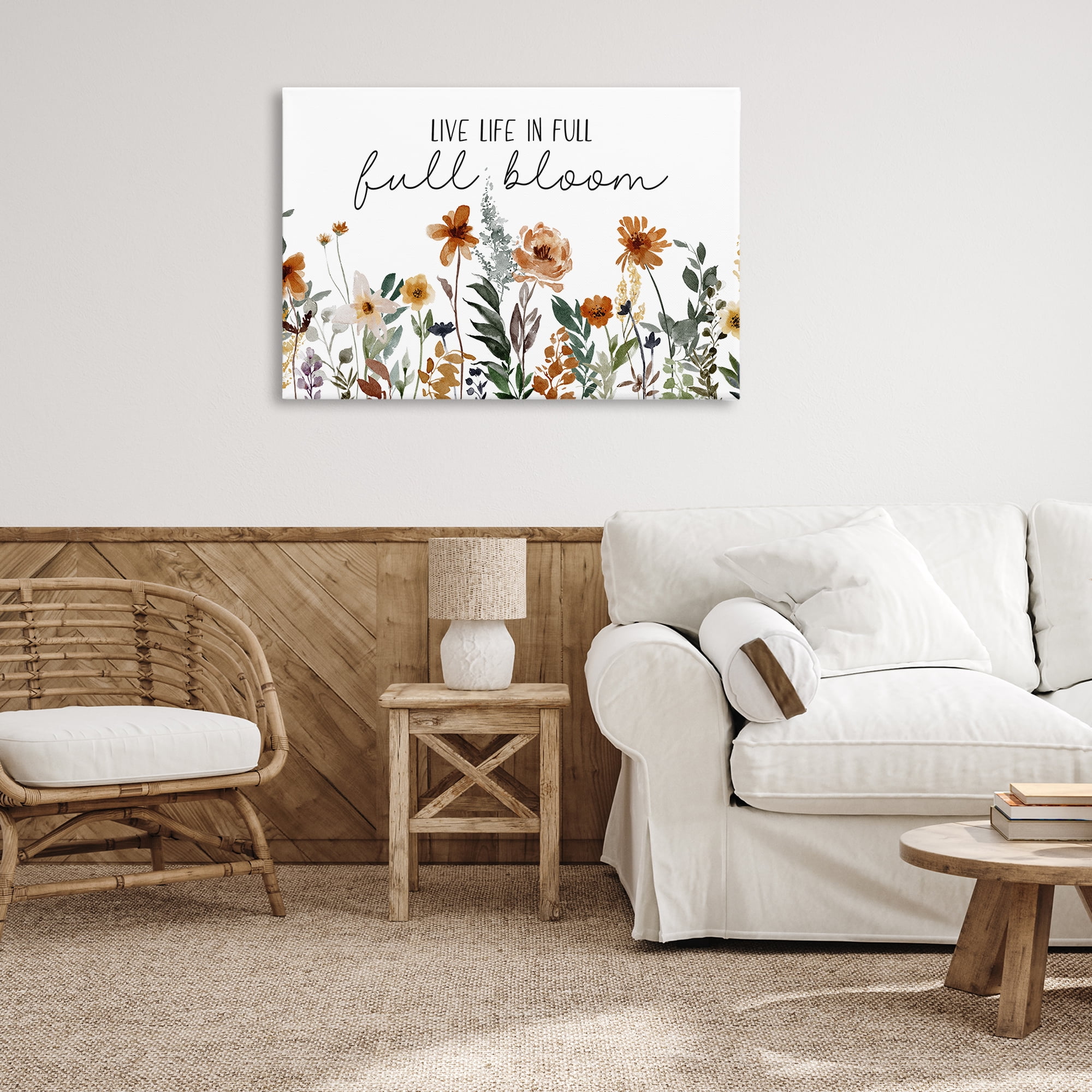 Stupell Industries Full Bloom Sentiment Plants & Flowers Painting Wrapped Canvas Art Print Wall Art, 36 x 24