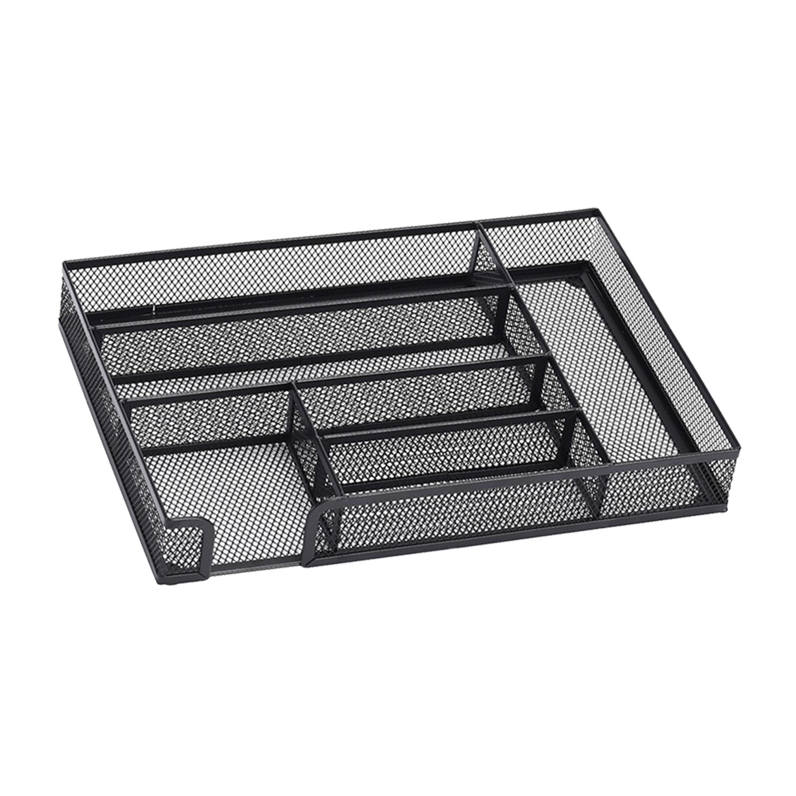 yotijay Mesh Desk Organiser Tray Non Slip Drawer Desktop Storage Stationary Supplies for black