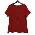 thumbnail image 4 of Vmvidoty Blouses for Women Dressy Round Neck Button Summer Tops Casual Tunic Shirts Red XXXL, 4 of 5
