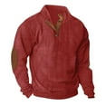thumbnail image 2 of Wyobmus Mens Corduroy Sweatshirts Casual Vintage Stand Collar Long Sleeve Button Pullover Tops Workout Sweatshirt B-Burgundy, 2 of 4