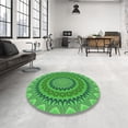 thumbnail image 4 of Ahgly Company Machine Washable Indoor Square Transitional Forest Green Area Rugs, 5' Square, 4 of 7