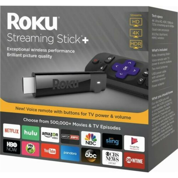 Roku 4K HDR Media Streaming Stick+ with Voice Remote 3810R Walmart