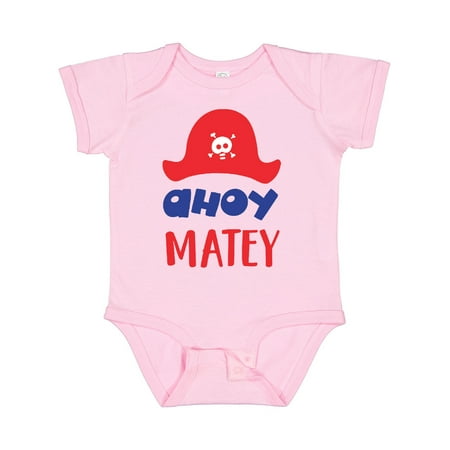 

Inktastic Ahoy Matey Pirate Hat Skull and Bones Pirates Gift Baby Boy or Baby Girl Bodysuit
