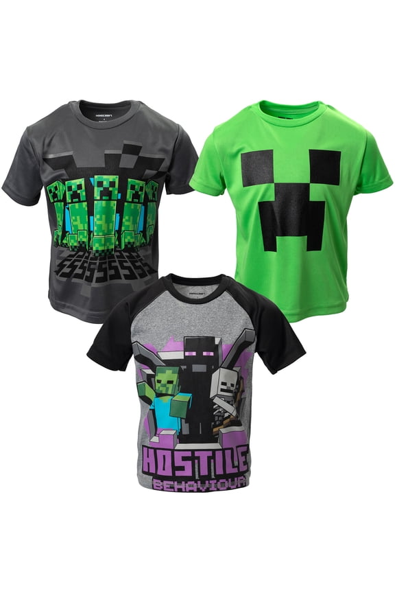Big Boys' Athletic T-Shirts 3-Pack Grey Green Black