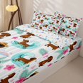 thumbnail image 3 of Homewish Funny Dachshund Animal Zipper Twin Comforter Sets with Fitted Sheet and 2 Pillowcases,Pretty Hibiscus Flower Zipper Bedding Set,Ocean Wave Decor,Colorful Stars Reversible,4pcs, 3 of 8