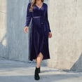 thumbnail image 6 of Lindreshi Fall Dresses for Women 2025 Homecoming Dresses Women's Long Wleeve V Neck Temperament Slim High Waist Gloves Retro Dress Dress, 6 of 6