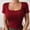 B479 Red summer tops for women clearance under $5, variant on Cagogo Women's Summer Short Sleeve T Shirts Ribbed Knit Square Neck Slim Fit Basic Casual Crop Tops Blouses