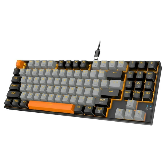 HUO JI E-YOOSO Z-13 Mechanical Gaming Keyboard Wired with Number Pad, LED Backlit, Linear Red Switch, Detachable USB-C Cable, Compact 89 Keys for Windows/Mac, Laptop/Computer, Grey Black