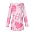 thumbnail image 4 of Women's Loose Round Neck Fashionable Valentine's Day Printed Long Sleeve T-Shirt Top Pullover Pink XXXL, 4 of 5