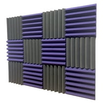 2x12x12-12PK ROYAL PURPLE/CHARCOAL Acoustic Wedge Soundproofing Studio Foam Tiles Panels