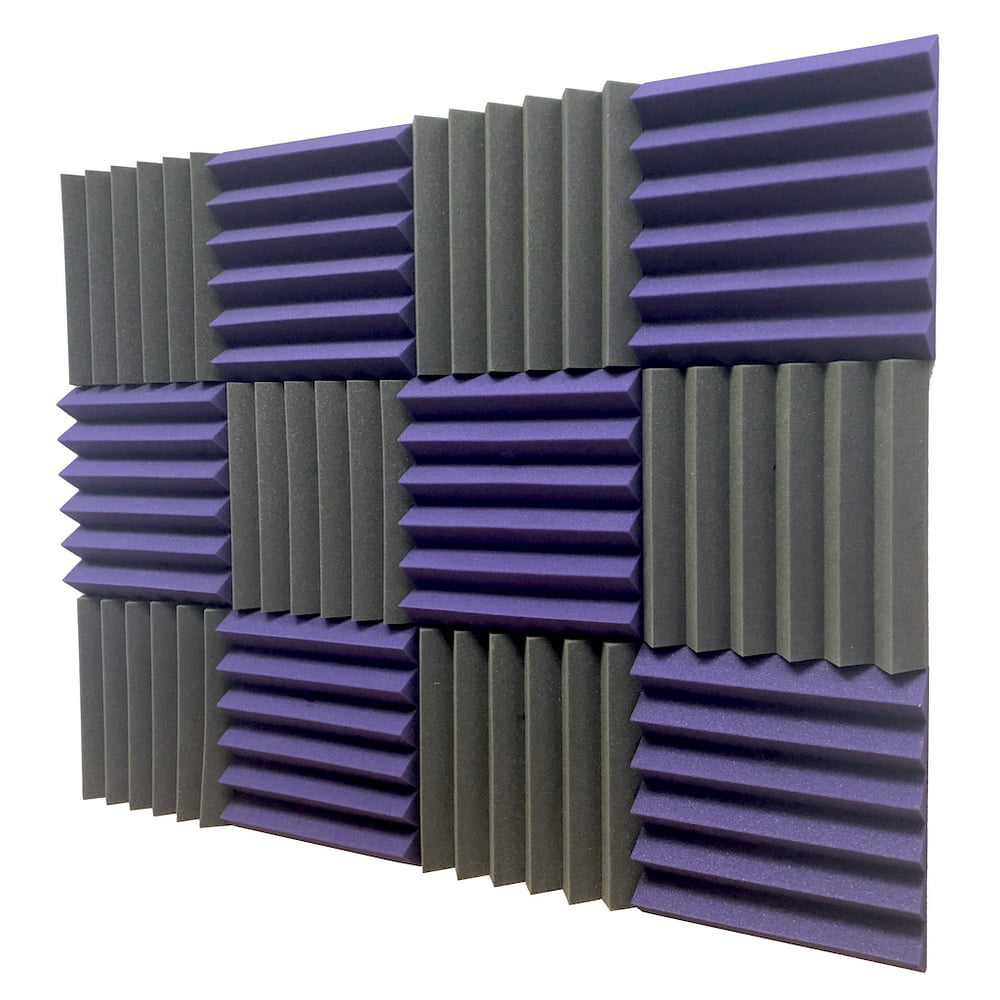 2x12x12-12PK ROYAL PURPLE/CHARCOAL Acoustic Wedge Soundproofing Studio ...