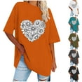 thumbnail image 5 of WREESH Oversized Casual T-Shirts Women's Short Sleeve Round-Neck Graphic Tops Orange, 5 of 5