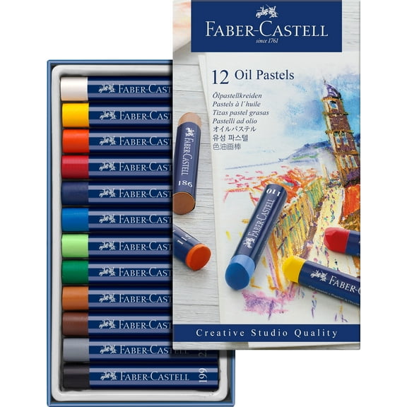 Faber-Castell Oil Pastel Crayons – 12 Vibrant Colors – Beginner Oil Pastel Set