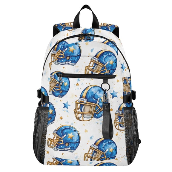 JIALIOU 14" Laptop Backpack Waterproof Airline Approved Stylish Casual Daypack for Travel Business College Work, Football Helmet with Star