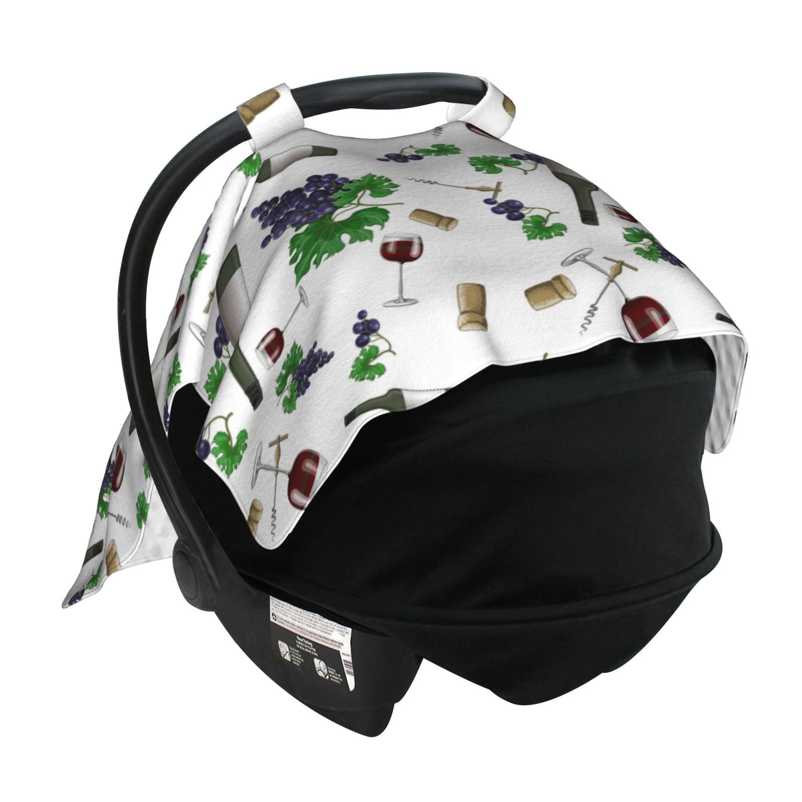 Car Seat Cover Baby - Purple Wine Print Breathable Infant Car Seat Cover for Baby Carseat, Lightweight Comfort Baby Essentials Must Haves Newborn Stuff for Girl Boy
