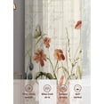 thumbnail image 3 of Vintage Spring Floral Sheer Curtains 84 Inch Length 2 Panels Set, Semi Transparent Voile Rod Pocket Curtains for Living Dining Room Bedroom Drapes Summer Botanical Red, 3 of 6