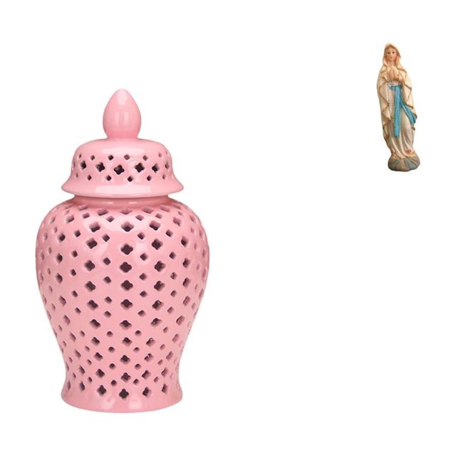 Jarrón de porcelana con tapa de jengibre y figura de María, adorno decorativo para arreglos florales y exhibición en la oficina.