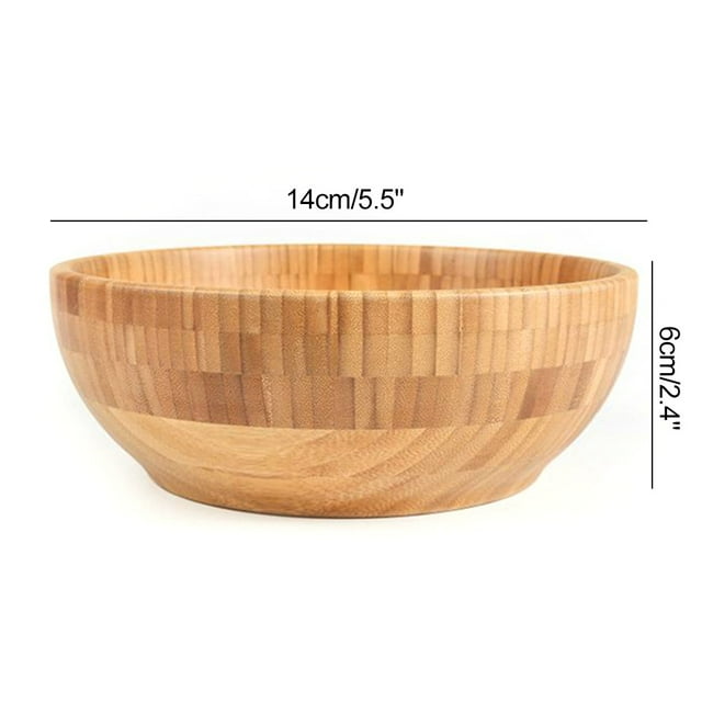 Bamboo Salad Bowl Round Serving Bowl Natural Wood Dishware For Fruit Snacks Appetizers