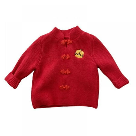 

Toddler Baby Knitted Sweater Kids Girl Fall Winter Warm Turtleneck Pullover Tops for New Year