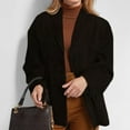 thumbnail image 3 of WTOBBY Women's Fashion Solid Color Retro Jacket with Oversized Fit and Pockets, Long Sleeve Casual Blazer Style,Black M, 3 of 4