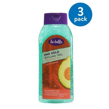 (3 Pack) La Bella Max Hold Styling Gel, Moisturizing Avocado Oil, 22 (Best Moisturizing Hair Gel)