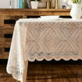 thumbnail image 2 of Warm Home Designs 54" x 72'' Lace Golden Linen Rectangle Tablecloth. AME Linen 54x72, 2 of 5
