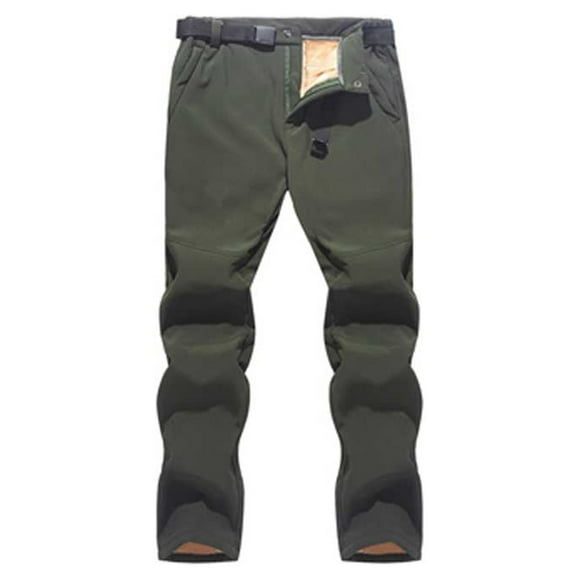 Eigraketly Pantalón de invierno de poliéster Elegante Unisex Senderismo Viajar Montañismo Térmico Impermeable Pantalones a prueba de viento Escalada Verde L
