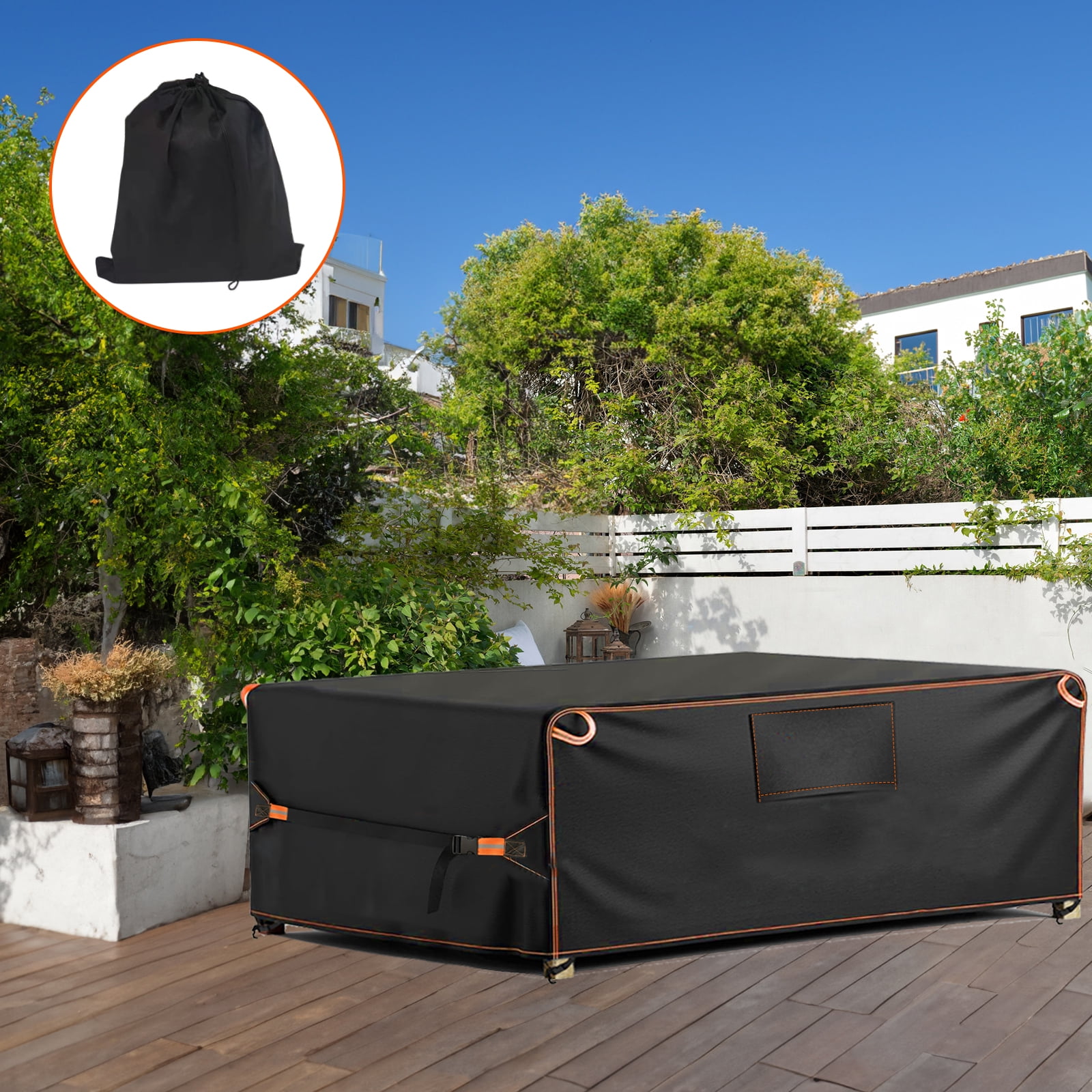 Patio Furniture Cover,600D Tough Canvas Waterproof with Air Vent Outdoor Dining Table and Chairs General Purpose Furniture Cover Size 74L x 47W x 28H inch